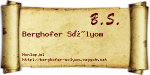 Berghofer Sólyom névjegykártya